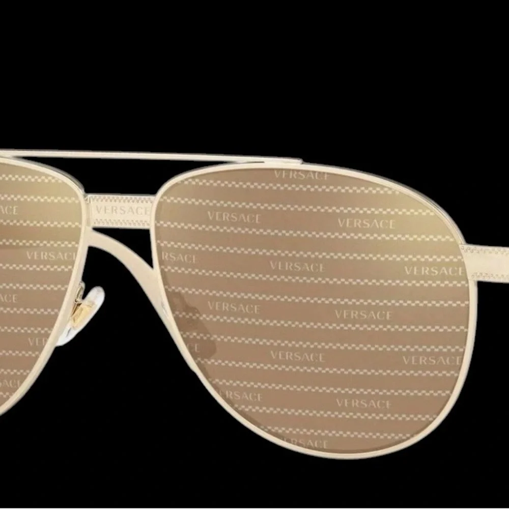 Versace Men’s Beige Metal Aviator VE2209 Sunglasses 1252/V3
